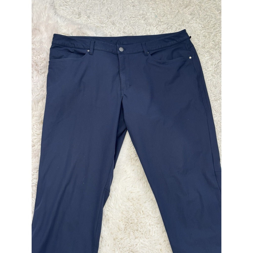 Lululemon ABC 5 Pocket Classic Fit Pants Warpstreme Mens 38x31 Navy Blue LM5ADES - Picture 2 of 9